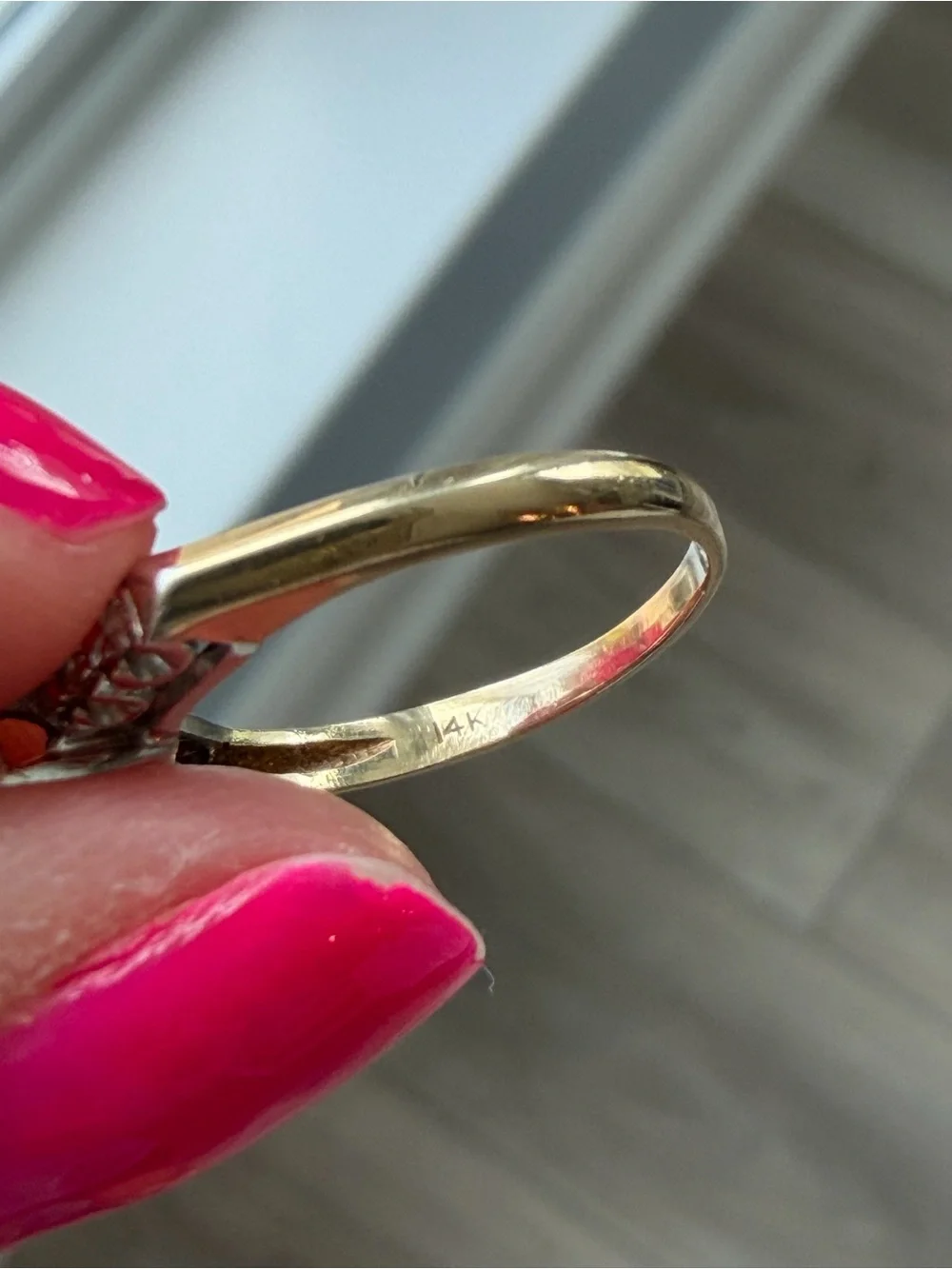 14kt yellow and white gold Vintage Mid-Century 1950s illusion diamond ring